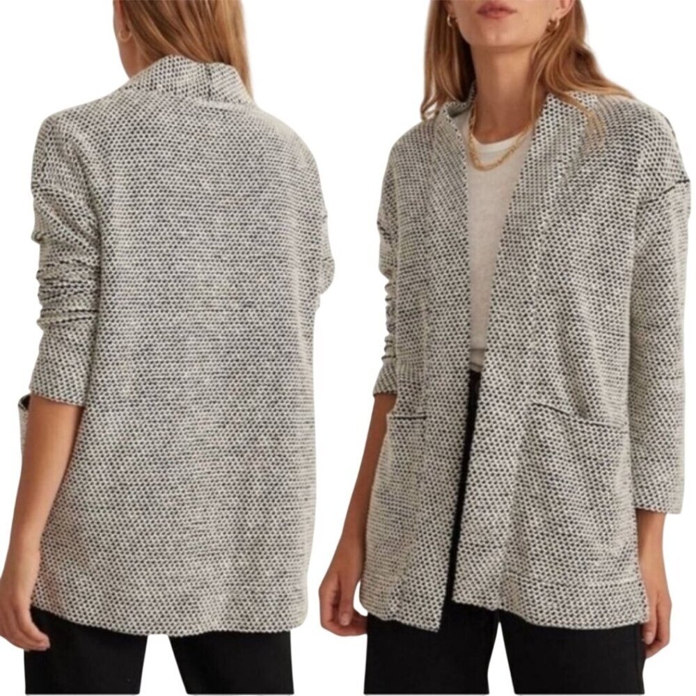 Marine Layer Birdseye Knit Cardigan Sweater Coat Open Front Pockets Size M